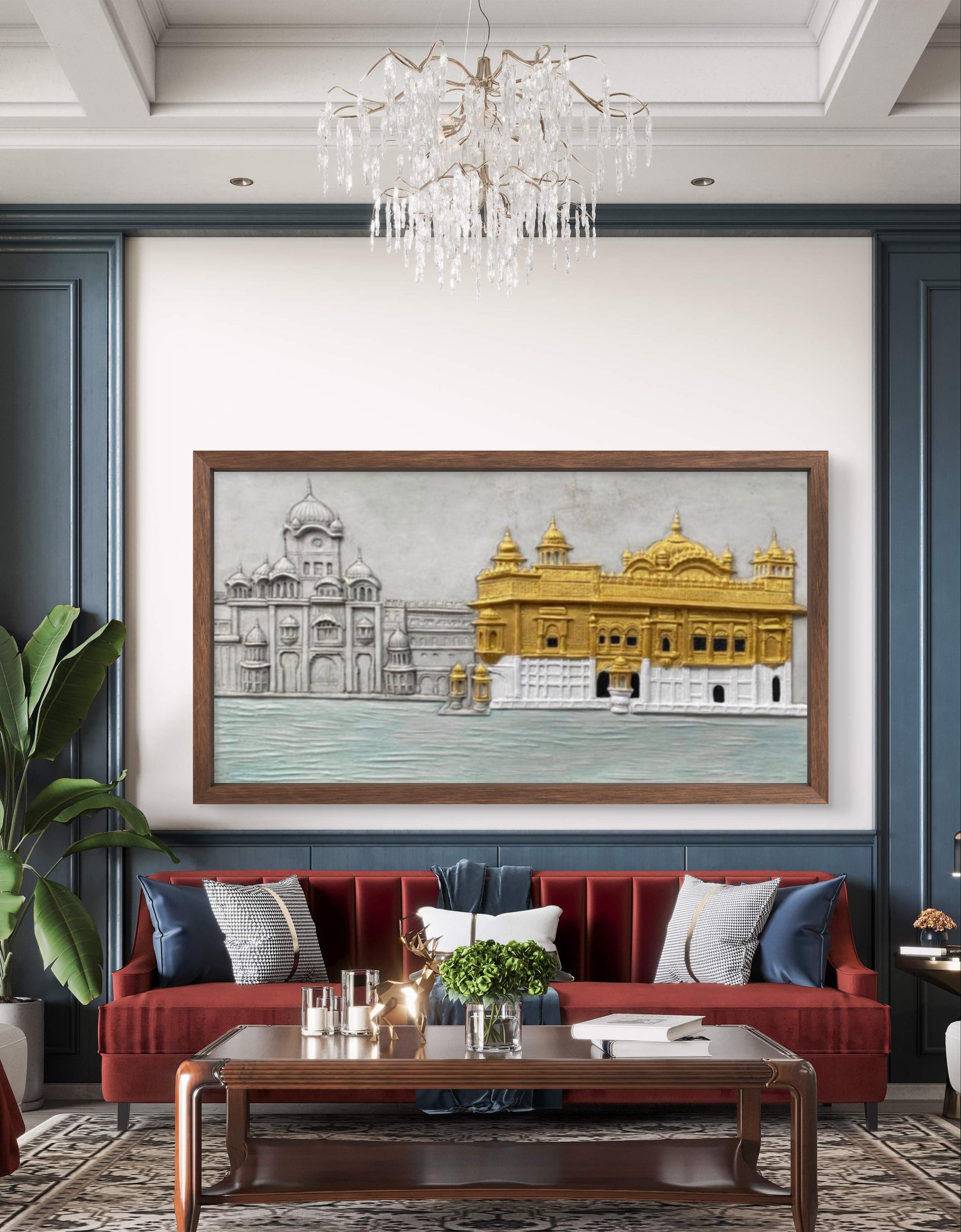 3x5 Feet | Golden Temple 3D Relief Mural | Sacred Sikh Wall Art |