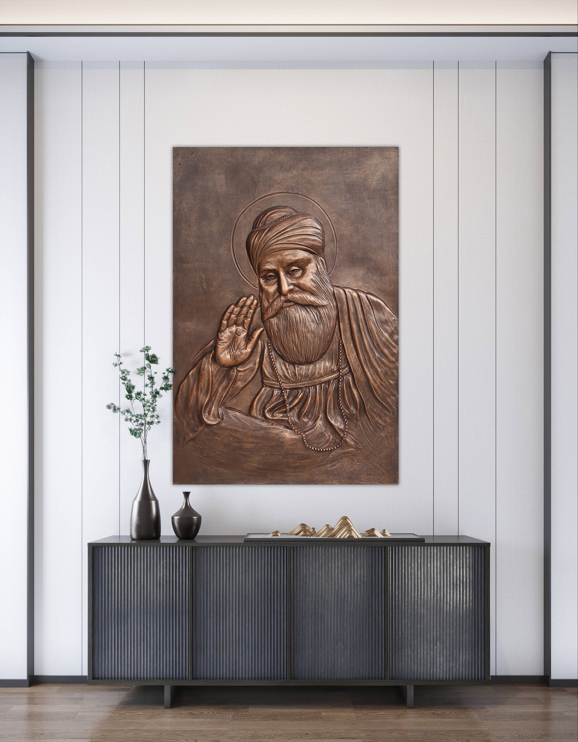 3x2 Feet Guru Nanak | 3D Relief Mural | Sacred Sikh Wall Art