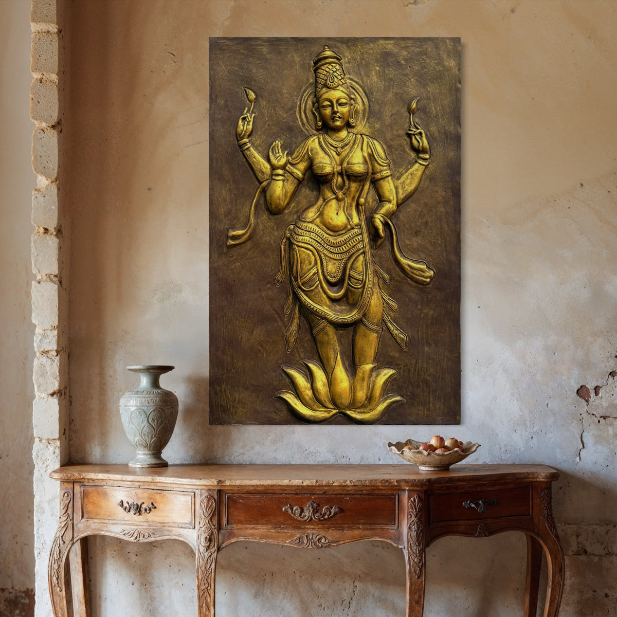 Goddess Lakshmi 3D Wall Art Sculpture (3×2 Feet)