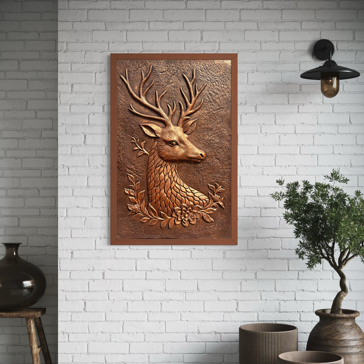 Deer Abstract 3D Wall Art Sculpture (3×2 Feet)