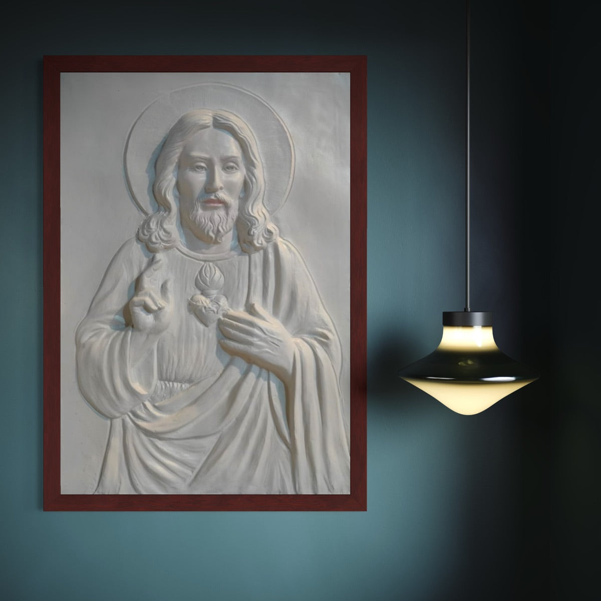 Jesus 3D Relief Wall Mural | 3x2 Feet Handcrafted Christian Wall Art | Ready to Hang