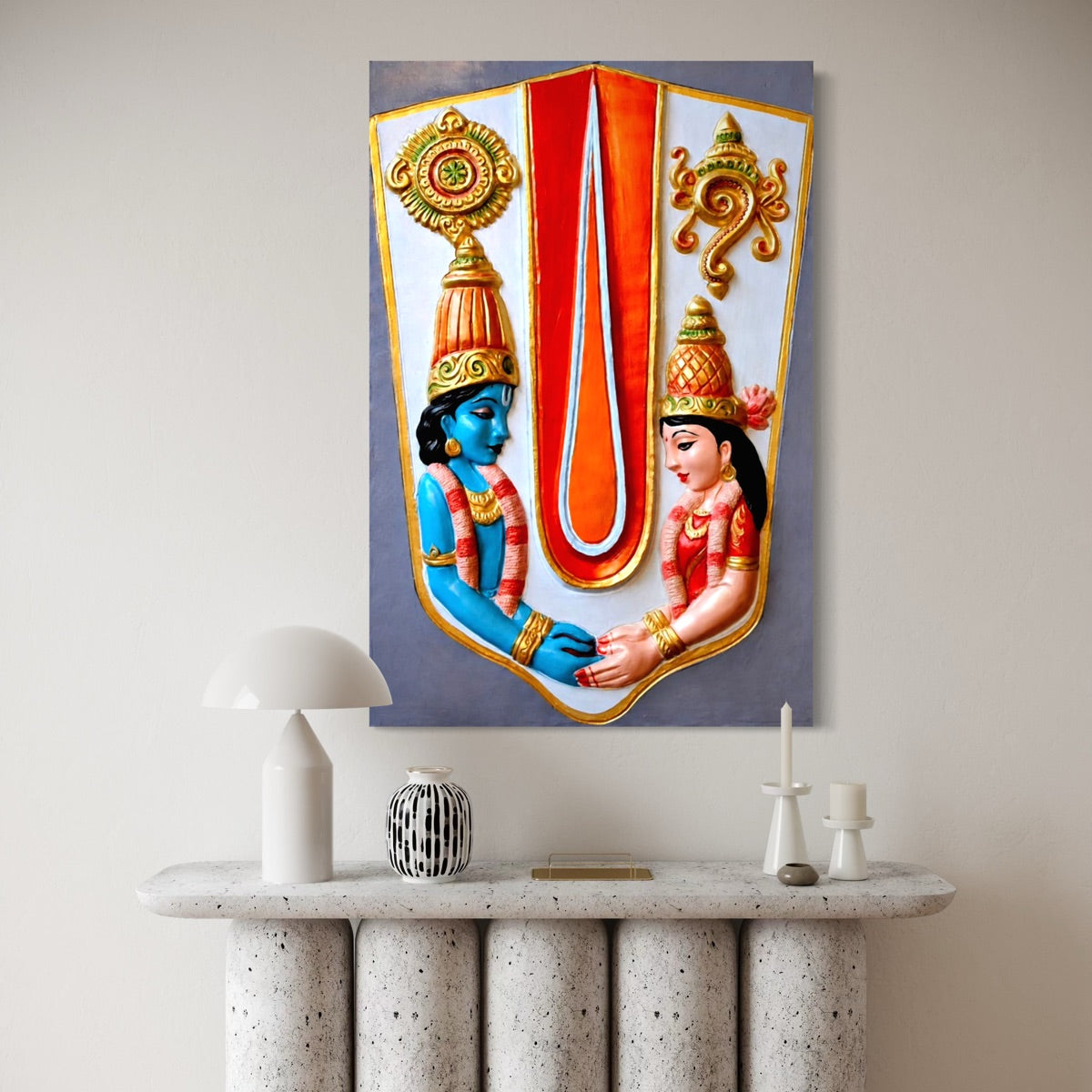 Lord Vishnu & Lakshmi 3D Relief Wall Art (3 × 2 Feet)