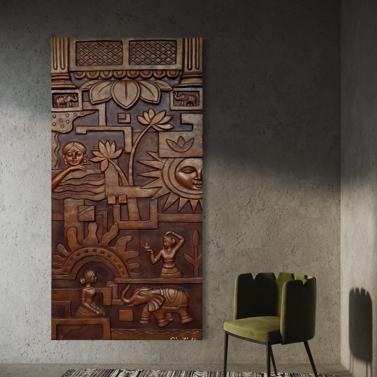Sanskriti – The Harmony of Life 3D Wall Art (6 × 3 Feet)