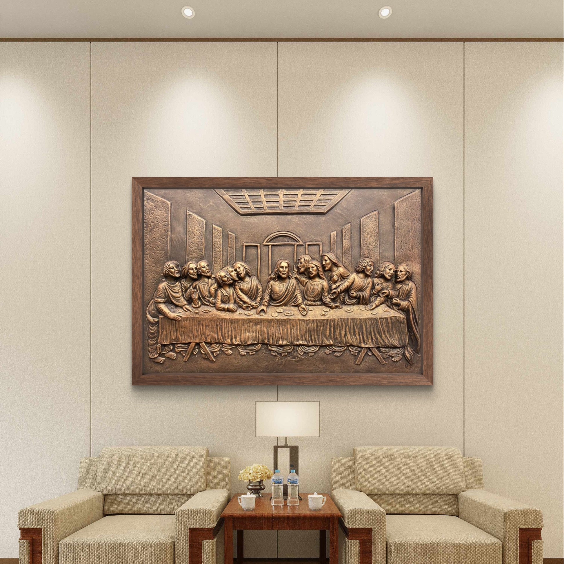 2x3 Feet | The Last Supper Relief Wall Mural | 3D Jesus & Disciples Artwork | Christian Wall Décor | Ready to Hang