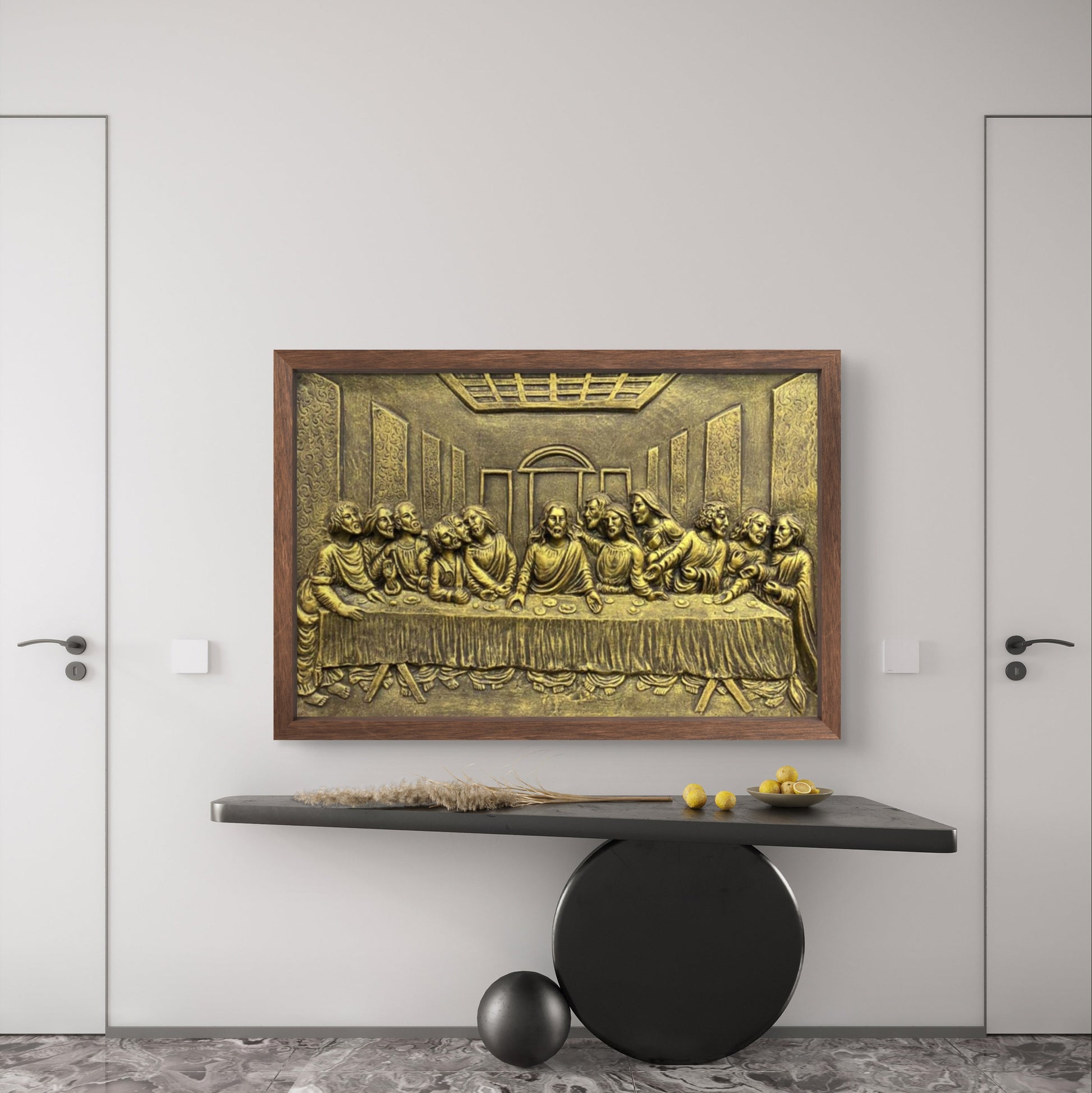 2x3 Feet | The Last Supper Relief Wall Mural | 3D Jesus & Disciples Artwork | Christian Wall Décor | Ready to Hang