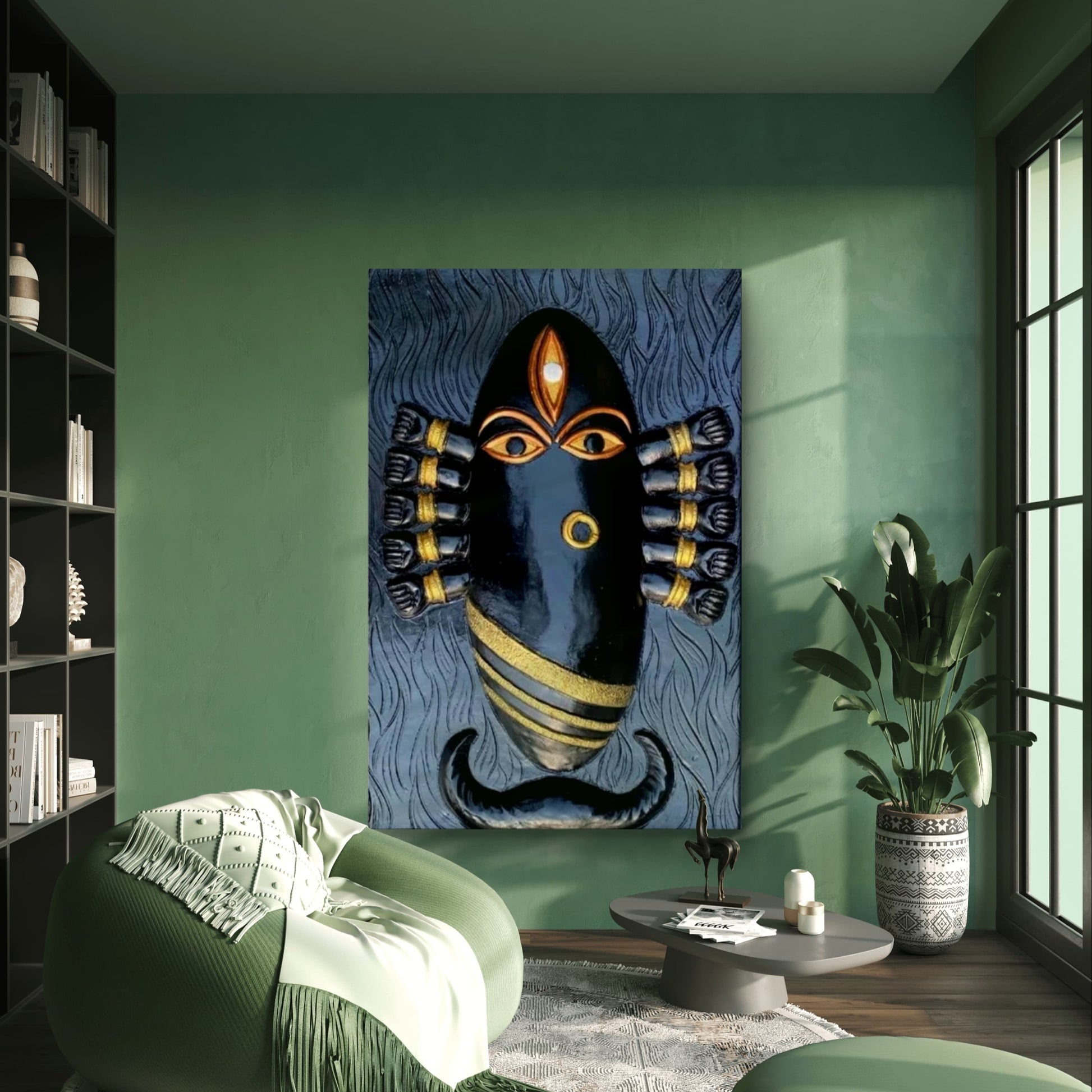 Maa Linga Bhairavi 3D Relief Wall Art – 3x2 Feet | Fierce Grace & Feminine Power