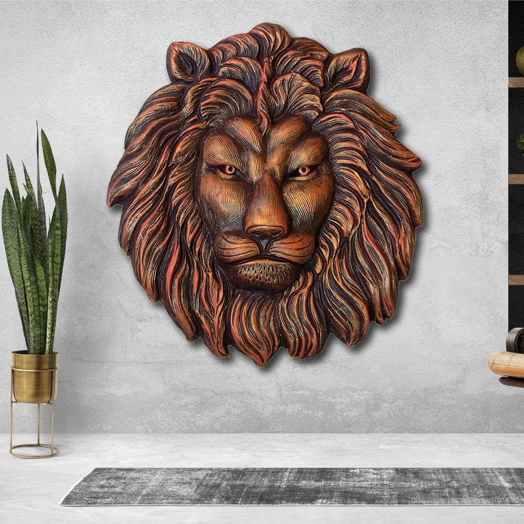 Lion Face 3D Relief Mural Wall Art – 22 Inches | Strength, Majesty & Power