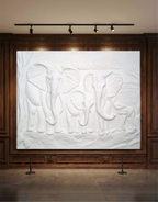 5x4 Feet Majestic Elephant Family – 3D Relief Wall Mural | Vastu Inspired