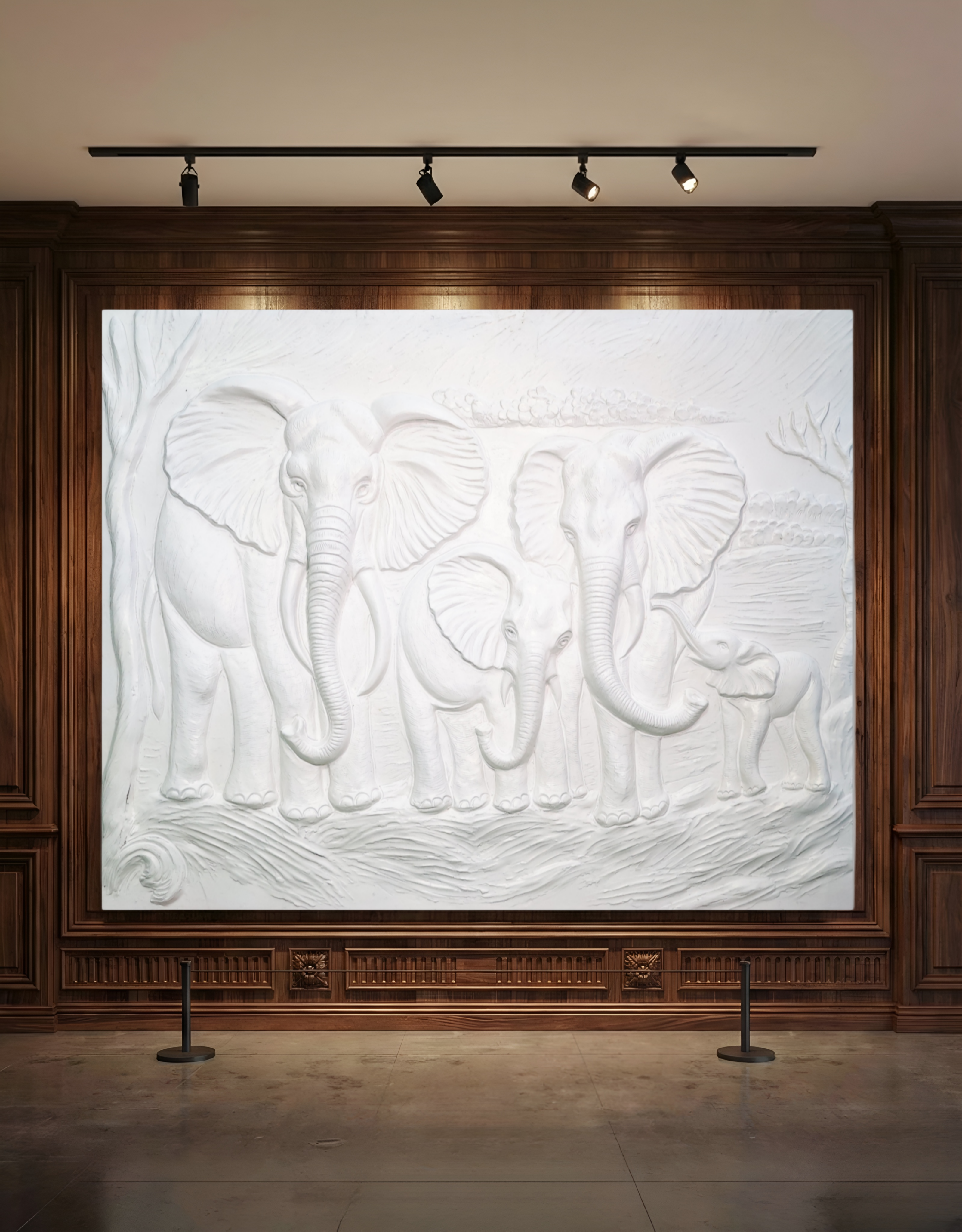 5x4 Feet Majestic Elephant Family – 3D Relief Wall Mural | Vastu Inspired