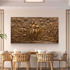7x4 Feet | Handcrafted Radha Krishna 3D Relief Wall Mural | Divine Wall Art | Large Spiritual Décor
