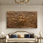 7x4 Feet | Handcrafted Radha Krishna 3D Relief Wall Mural | Divine Wall Art | Large Spiritual Décor