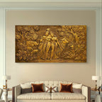 7x4 Feet | Handcrafted Radha Krishna 3D Relief Wall Mural | Divine Wall Art | Large Spiritual Décor