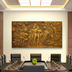 7x4 Feet | Handcrafted Radha Krishna 3D Relief Wall Mural | Divine Wall Art | Large Spiritual Décor