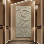 6x3 Feet | Radha Krishna Swing 3D Relief Mural | Divine Wall Art | Ready to Hang