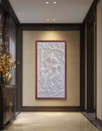 6x3 Feet | Radha Krishna Swing 3D Relief Mural | Divine Wall Art | Ready to Hang