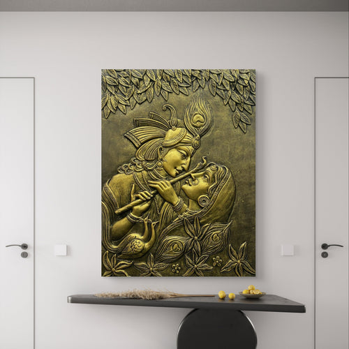 44x33 Inches | Radha Krishna 3D Relief Mural | Romantic Divine Wall Art