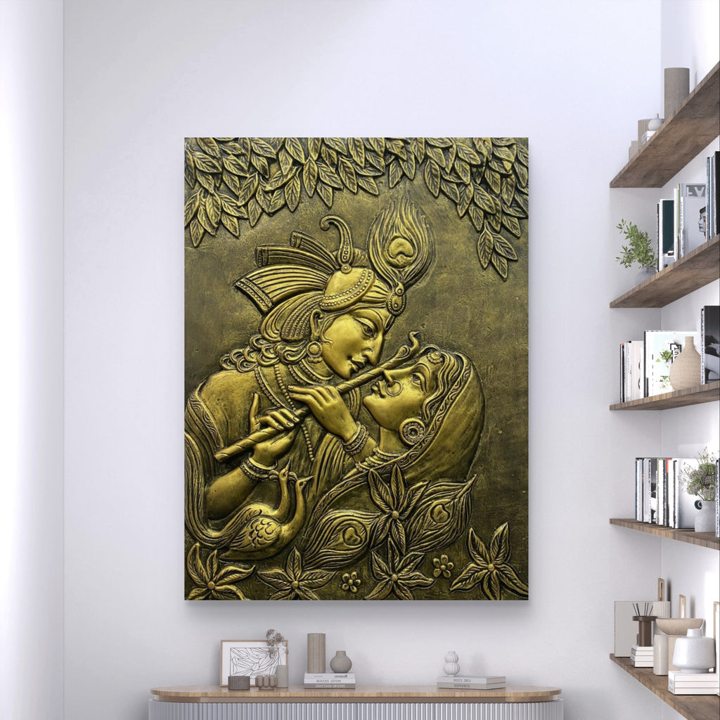 44x33 Inches | Radha Krishna 3D Relief Mural | Romantic Divine Wall Art
