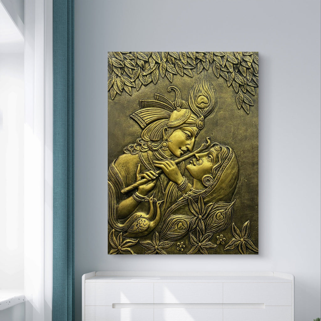 44x33 Inches | Radha Krishna 3D Relief Mural | Romantic Divine Wall Art