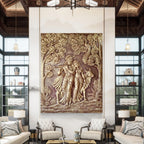 7x6 Feet | Radha Krishna 3D Relief Mural Wall Art | Ready-to-Hang Divine Décor for Home & Temple
