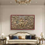 5x3 Feet | Handcrafted Radha Krishna 3D Relief Wall Mural | Divine Wall Art | Large Spiritual Décor