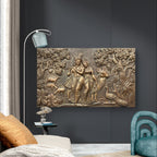 5x3 Feet | Handcrafted Radha Krishna 3D Relief Wall Mural | Divine Wall Art | Large Spiritual Décor