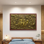 5x3 Feet | Handcrafted Radha Krishna 3D Relief Wall Mural | Divine Wall Art | Large Spiritual Décor