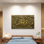 5x3 Feet | Handcrafted Radha Krishna 3D Relief Wall Mural | Divine Wall Art | Large Spiritual Décor