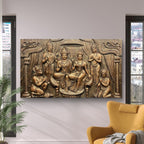 4x6 Feet | Ram Darbar 3D Relief Mural Wall Art | Divine Lord Rama, Sita, Lakshman & Hanuman Panel | Hindu Spiritual Home Décor | Ready-to-Hang