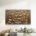 4x6 Feet | Ram Darbar 3D Relief Mural Wall Art | Divine Lord Rama, Sita, Lakshman & Hanuman Panel | Hindu Spiritual Home Décor | Ready-to-Hang