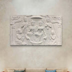 4x6 Feet | Ram Darbar 3D Relief Mural Wall Art | Divine Lord Rama, Sita, Lakshman & Hanuman Panel | Hindu Spiritual Home Décor | Ready-to-Hang