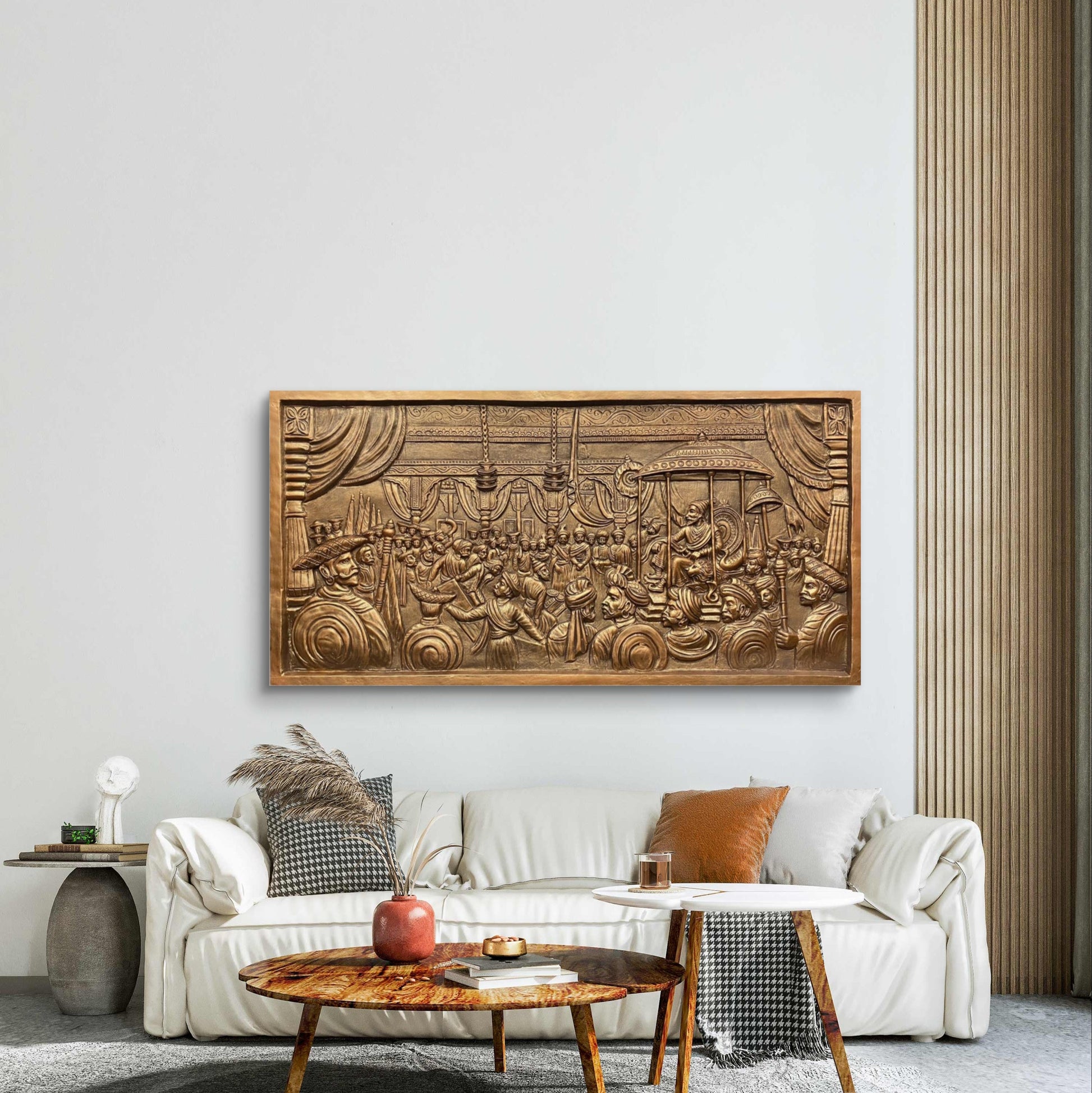 3x6 Feet | Grandeur of Royalty | Rajyabhishek of Chhatrapati Shivaji Maharaj 3D Relief Mural