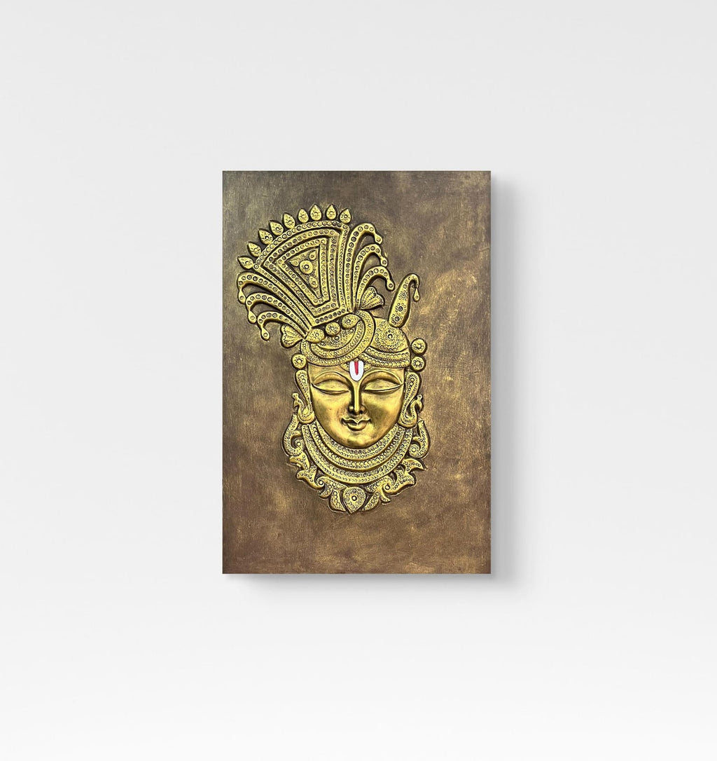 Shrinathji 3D Relief Mural Wall Art – 3x2 Feet (Bronze, Golden & White)