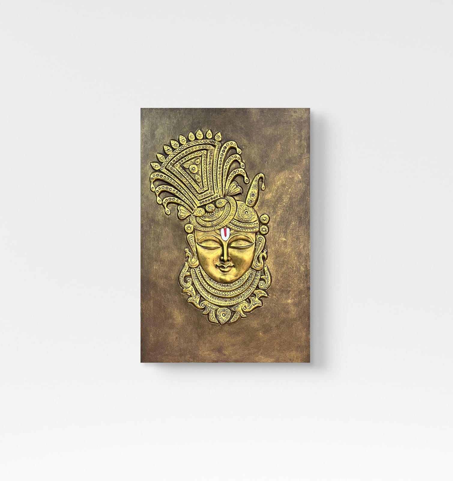 Shrinathji 3D Relief Mural Wall Art – 3x2 Feet (Bronze, Golden & White)