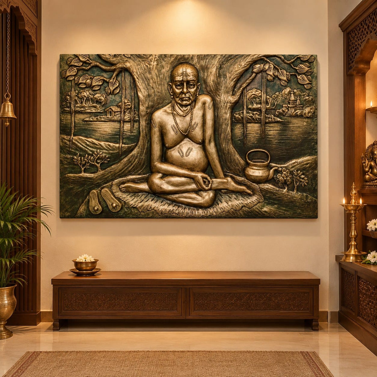 Shri Swami Samarth Maharaj 3D relief wall art sculpture by Artgatha.
