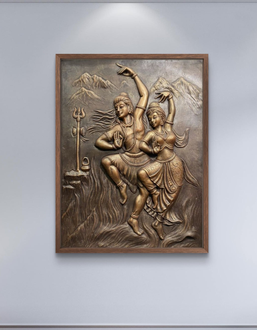 4X3 Feet | Shiv Parvati Dancing 3D Relief Mural – Ready to Hang