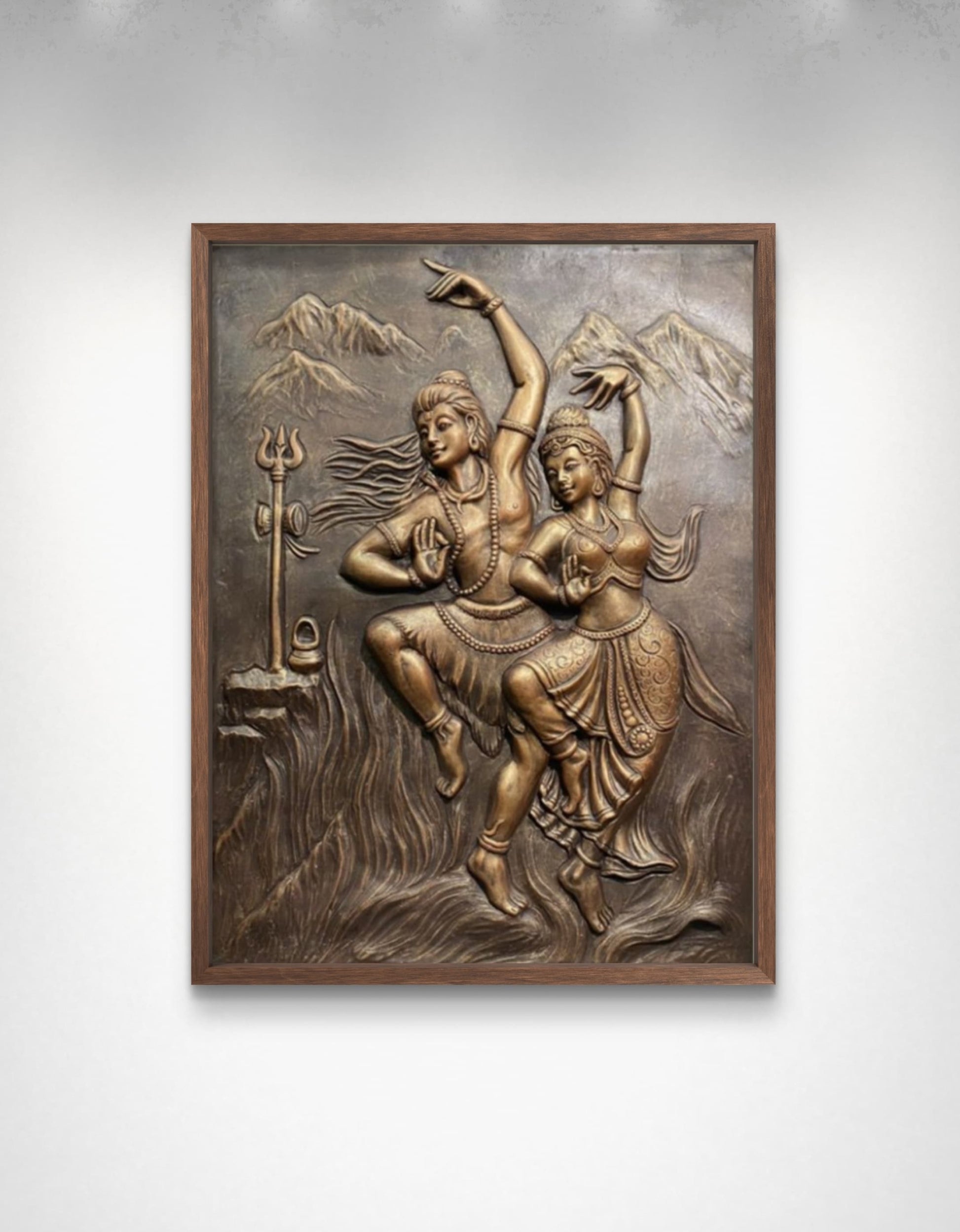 4X3 Feet | Shiv Parvati Dancing 3D Relief Mural – Ready to Hang