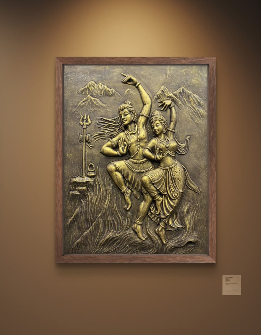 4X3 Feet | Shiv Parvati Dancing 3D Relief Mural – Ready to Hang