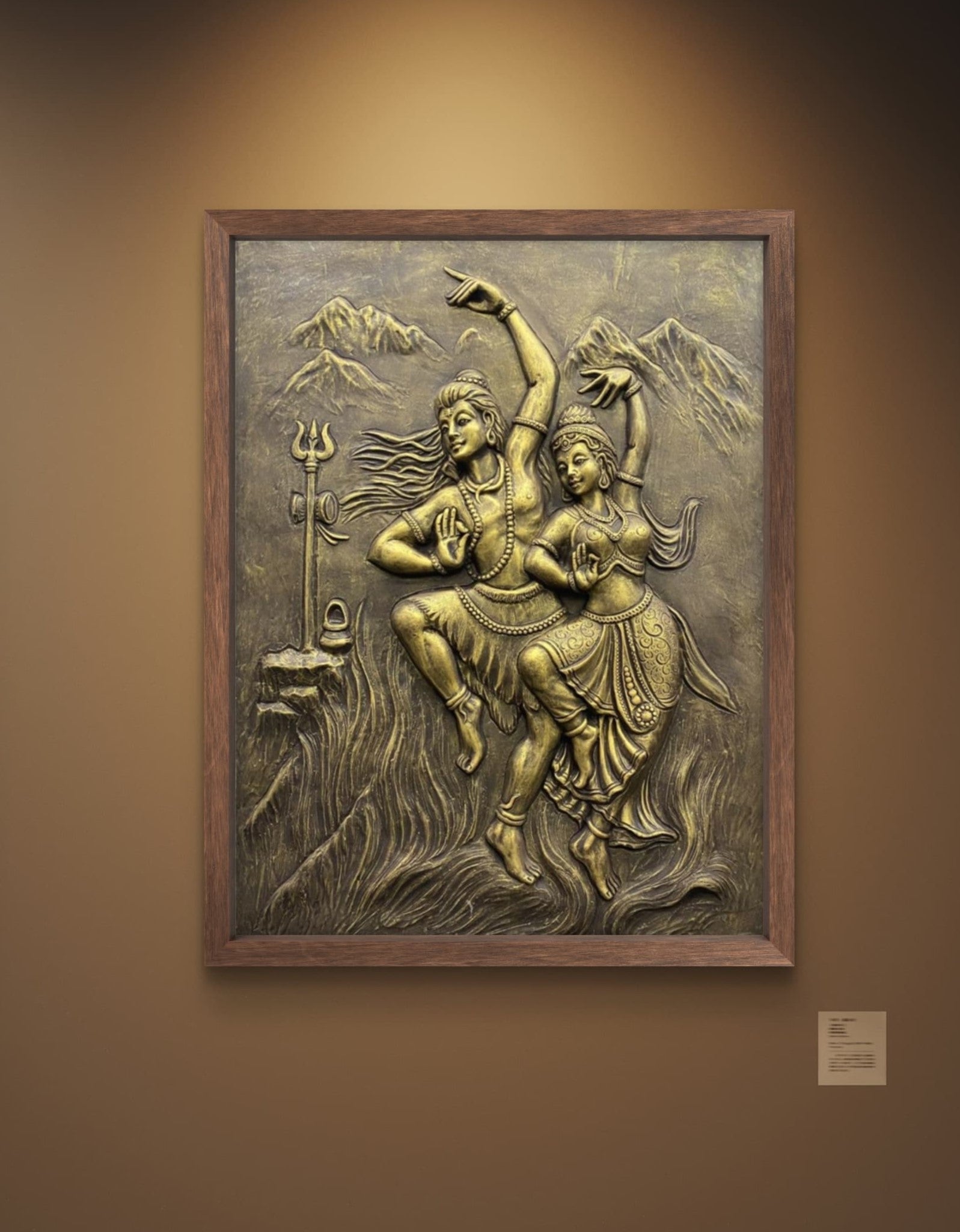 4X3 Feet | Shiv Parvati Dancing 3D Relief Mural – Ready to Hang