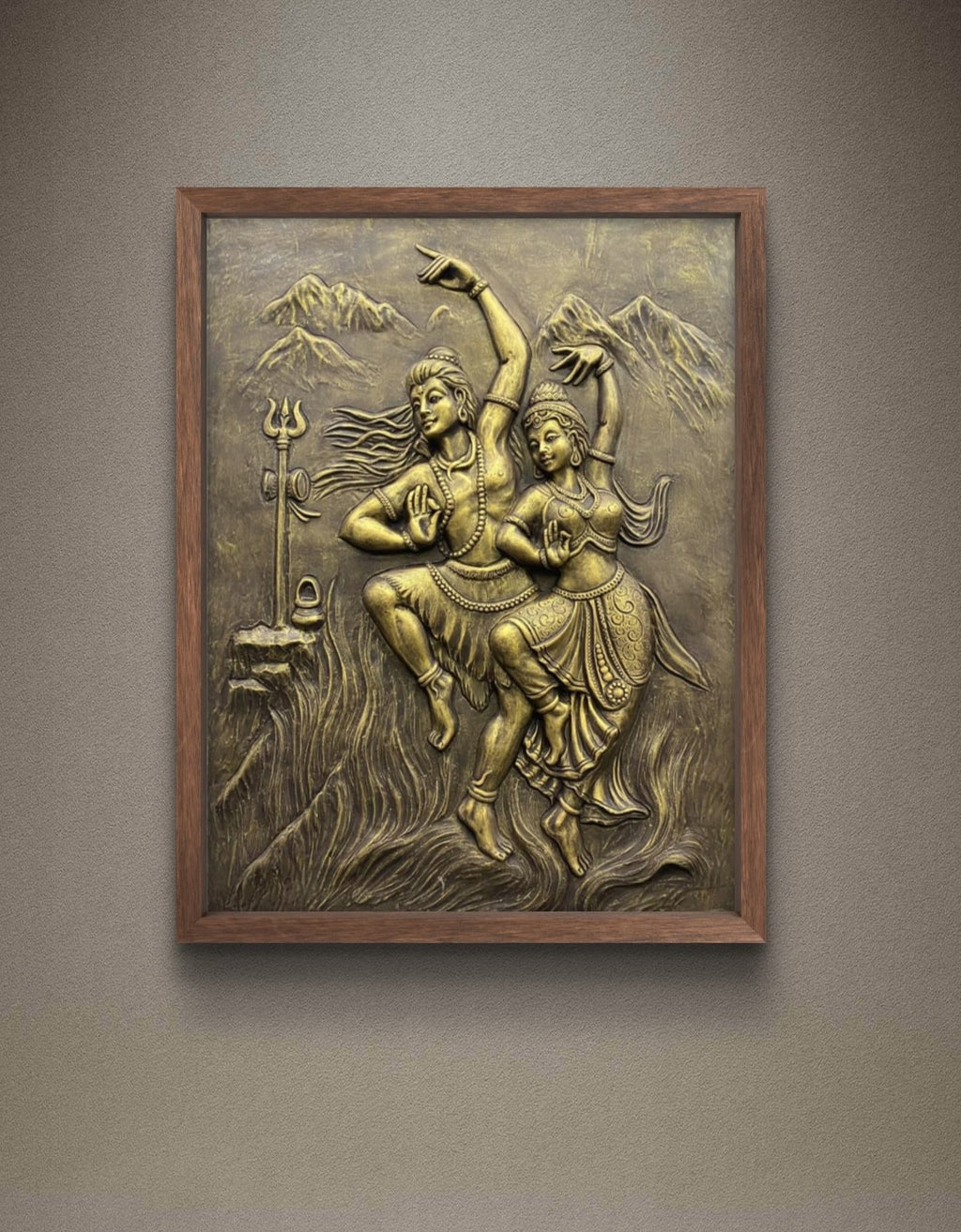 4X3 Feet | Shiv Parvati Dancing 3D Relief Mural – Ready to Hang