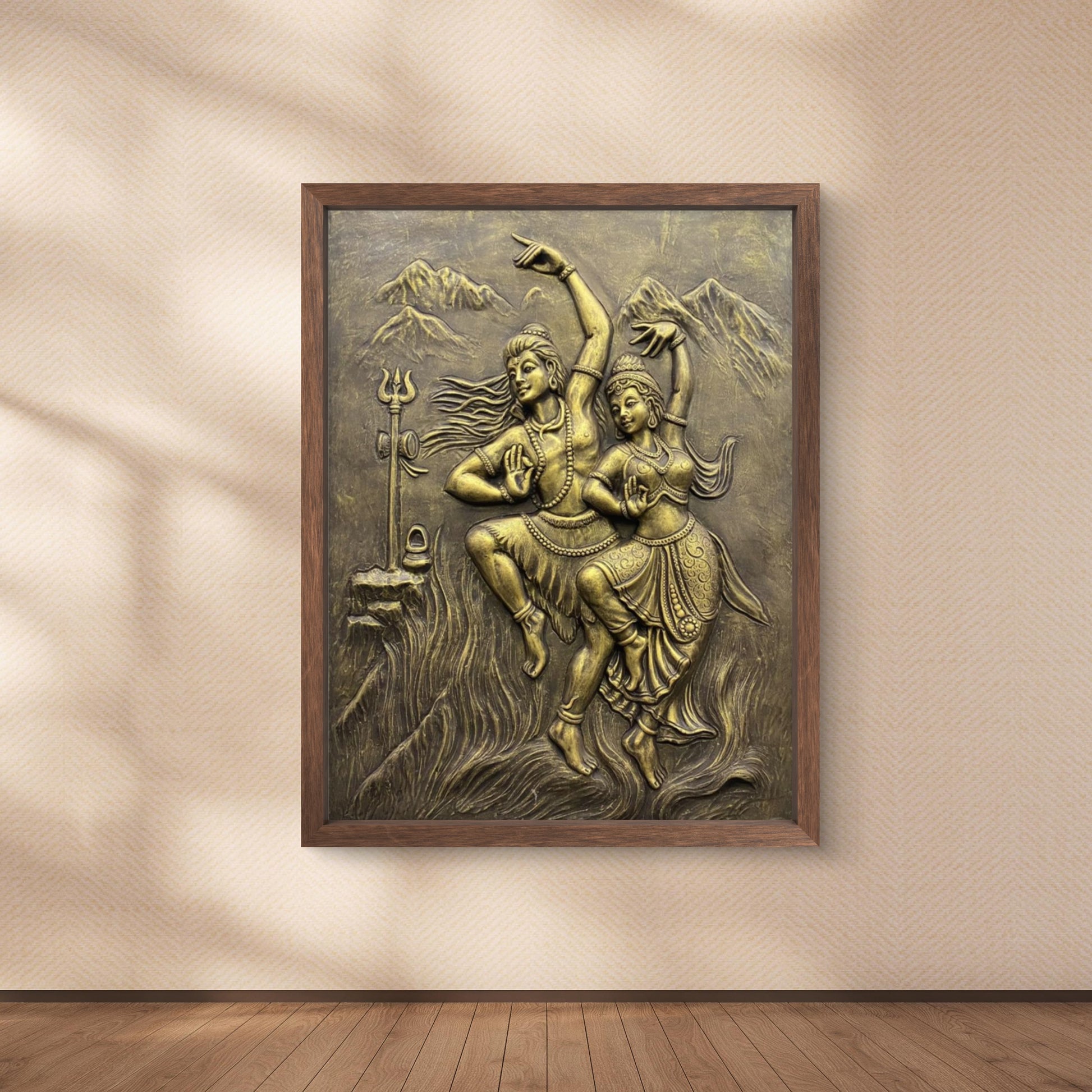 4X3 Feet | Shiv Parvati Dancing 3D Relief Mural – Ready to Hang