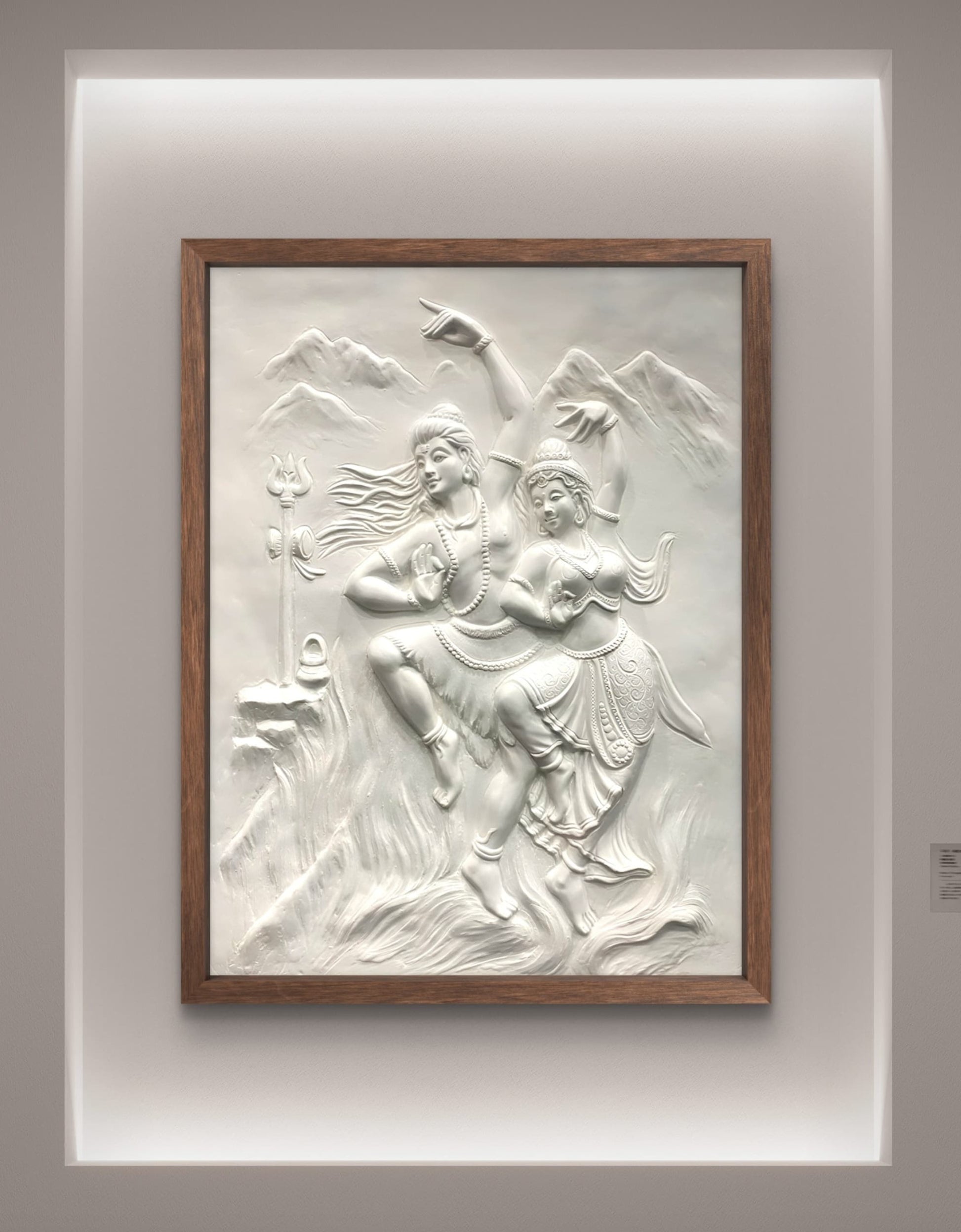 4X3 Feet | Shiv Parvati Dancing 3D Relief Mural – Ready to Hang