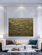 4x3 Feet | Palitana Jain Tirth Temples 3D Relief Wall Mural | Available in Golden, Bronze & White |