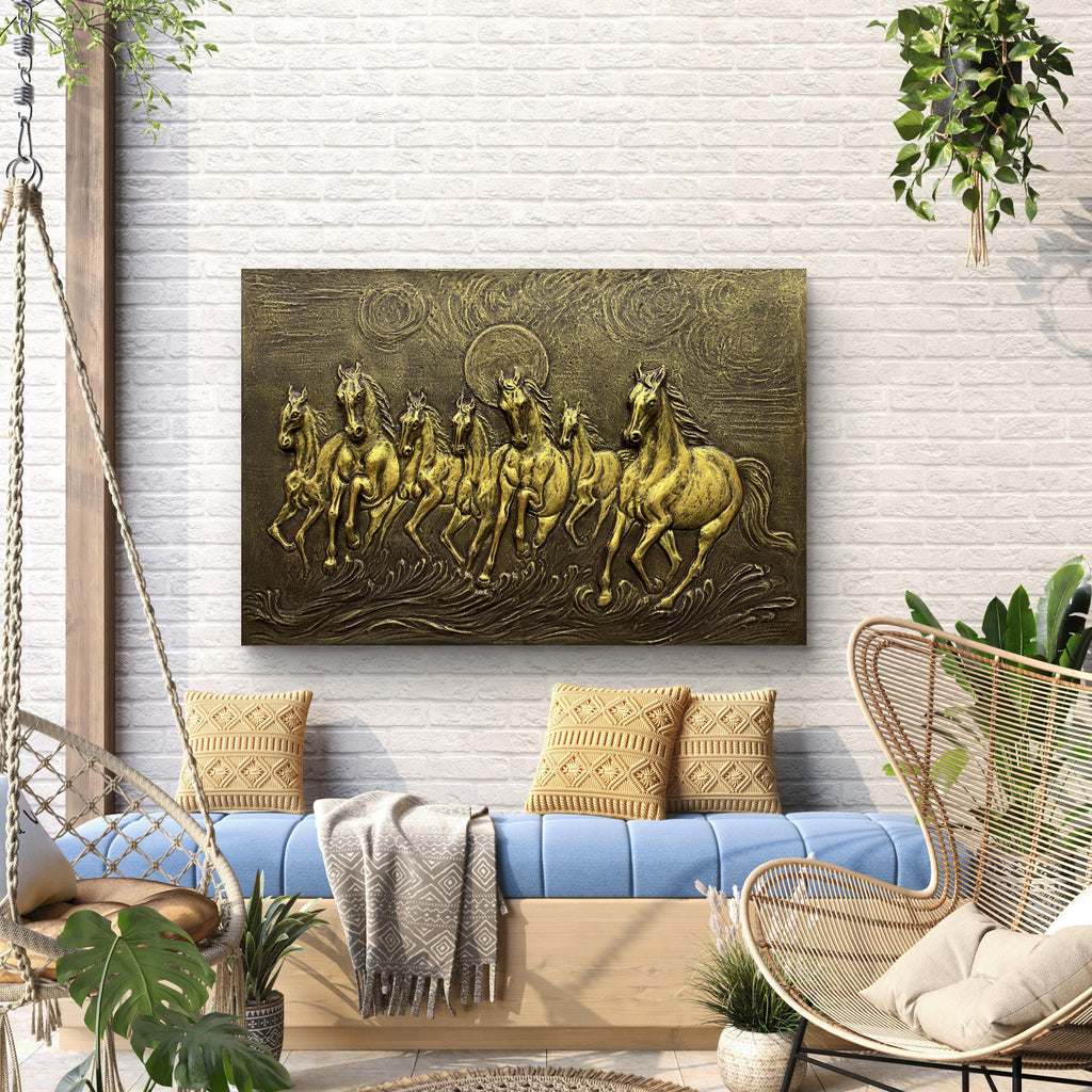 3x2 Feet 7 Horses 3D Relief Wall Mural