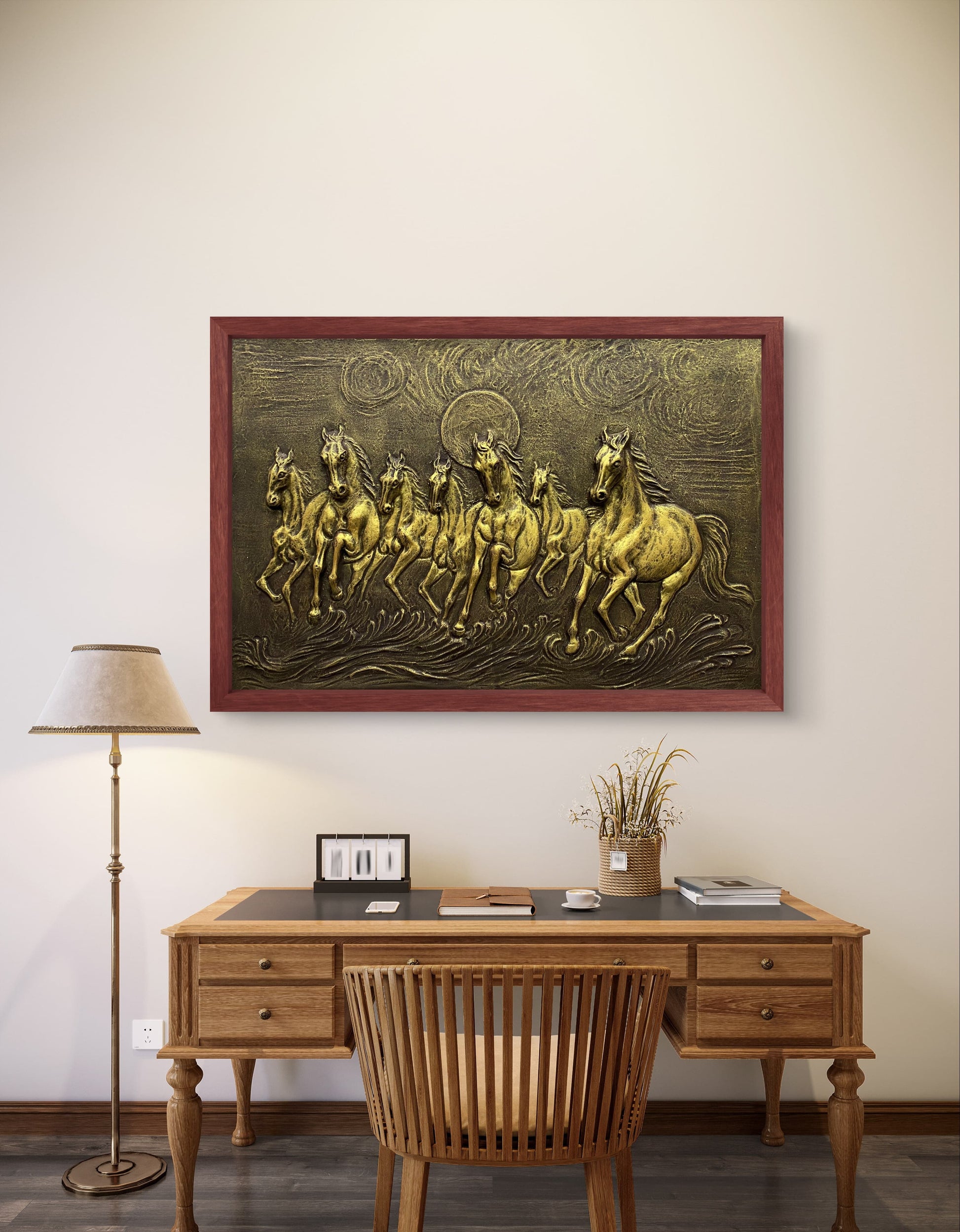 3x2 Feet 7 Horses 3D Relief Wall Mural