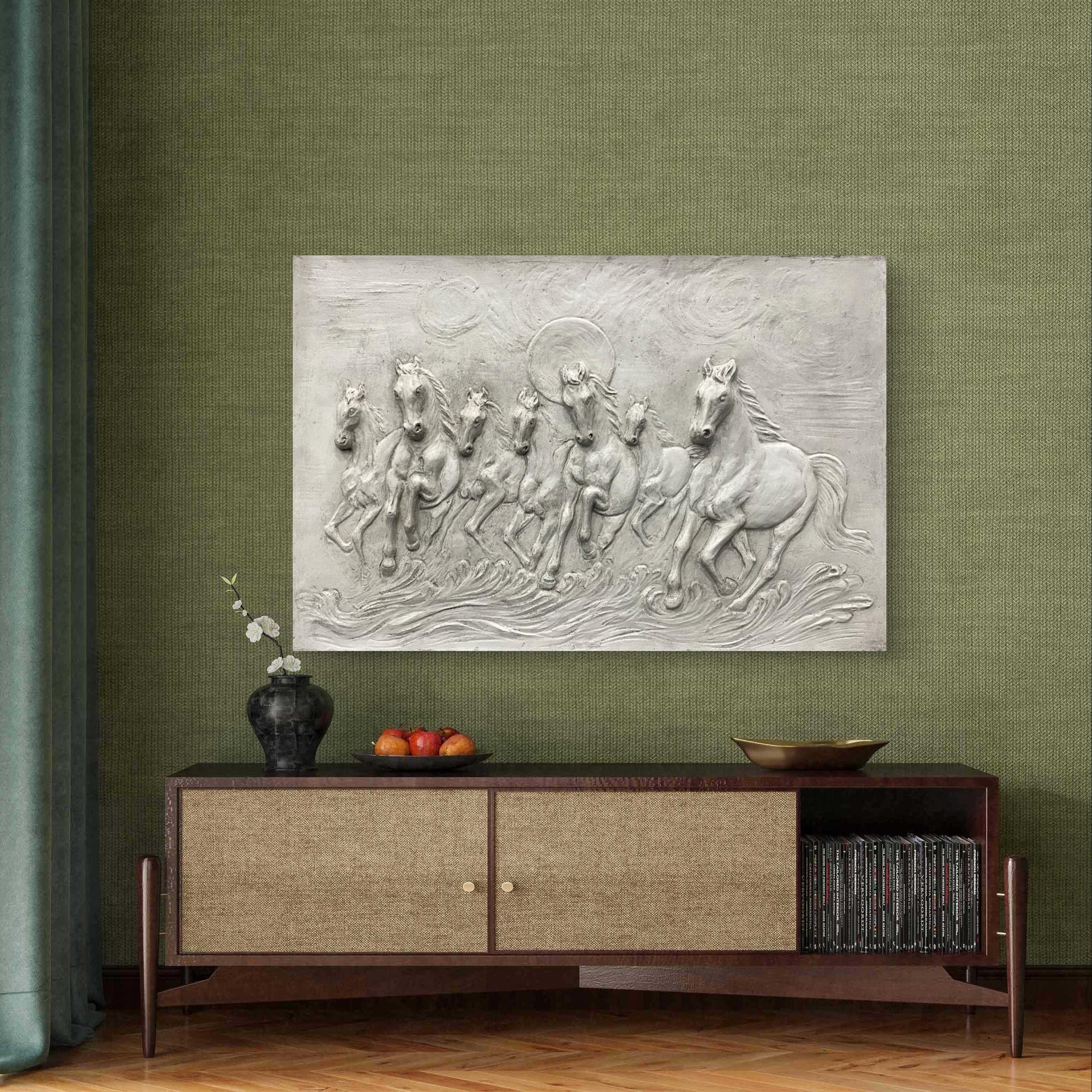 3x2 Feet 7 Horses 3D Relief Wall Mural