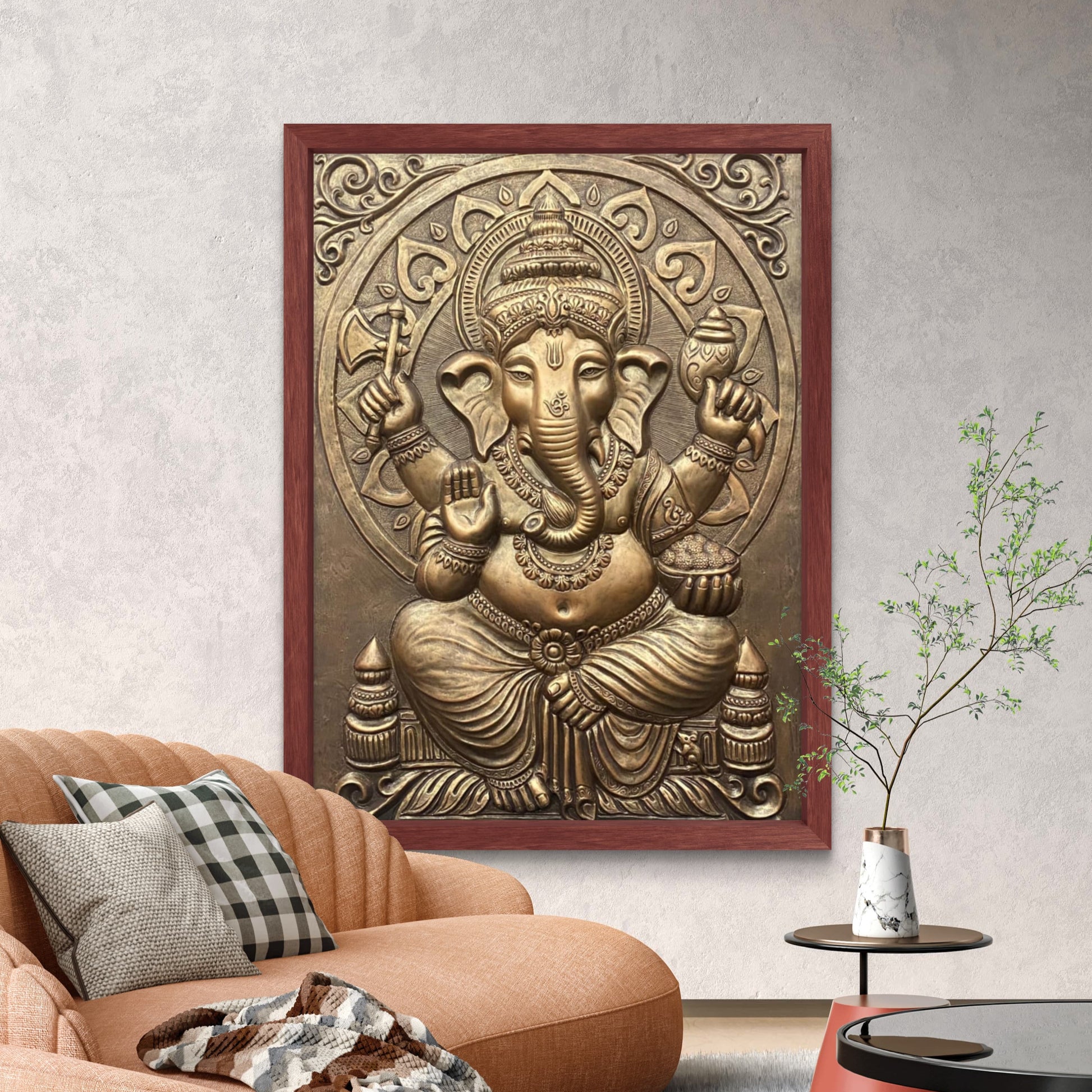 4x3 Feet | Premium Lord Ganesha Relief Mural | Handcrafted 3D Wall Art |Ready to Hang