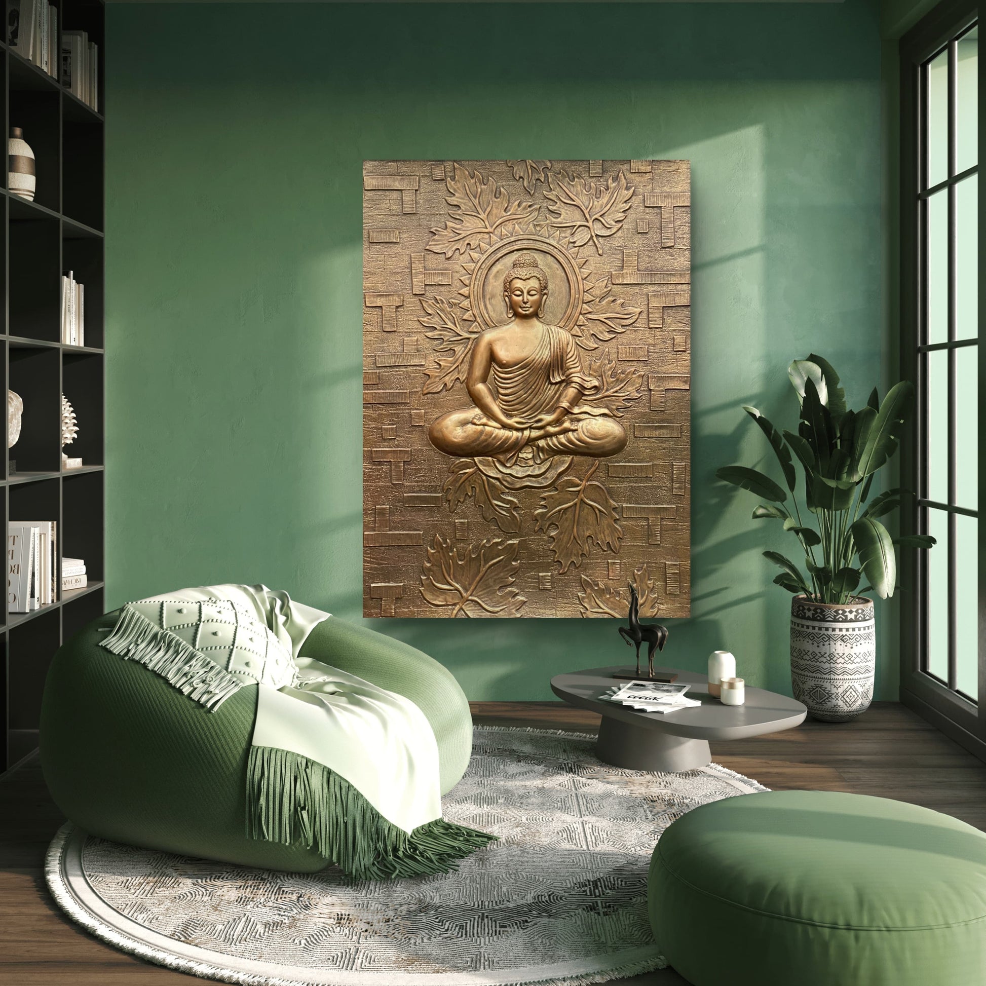 Meditating Buddha on Lotus 3D Relief Mural – 4x3 Feet | Tranquility & Spiritual Elegance