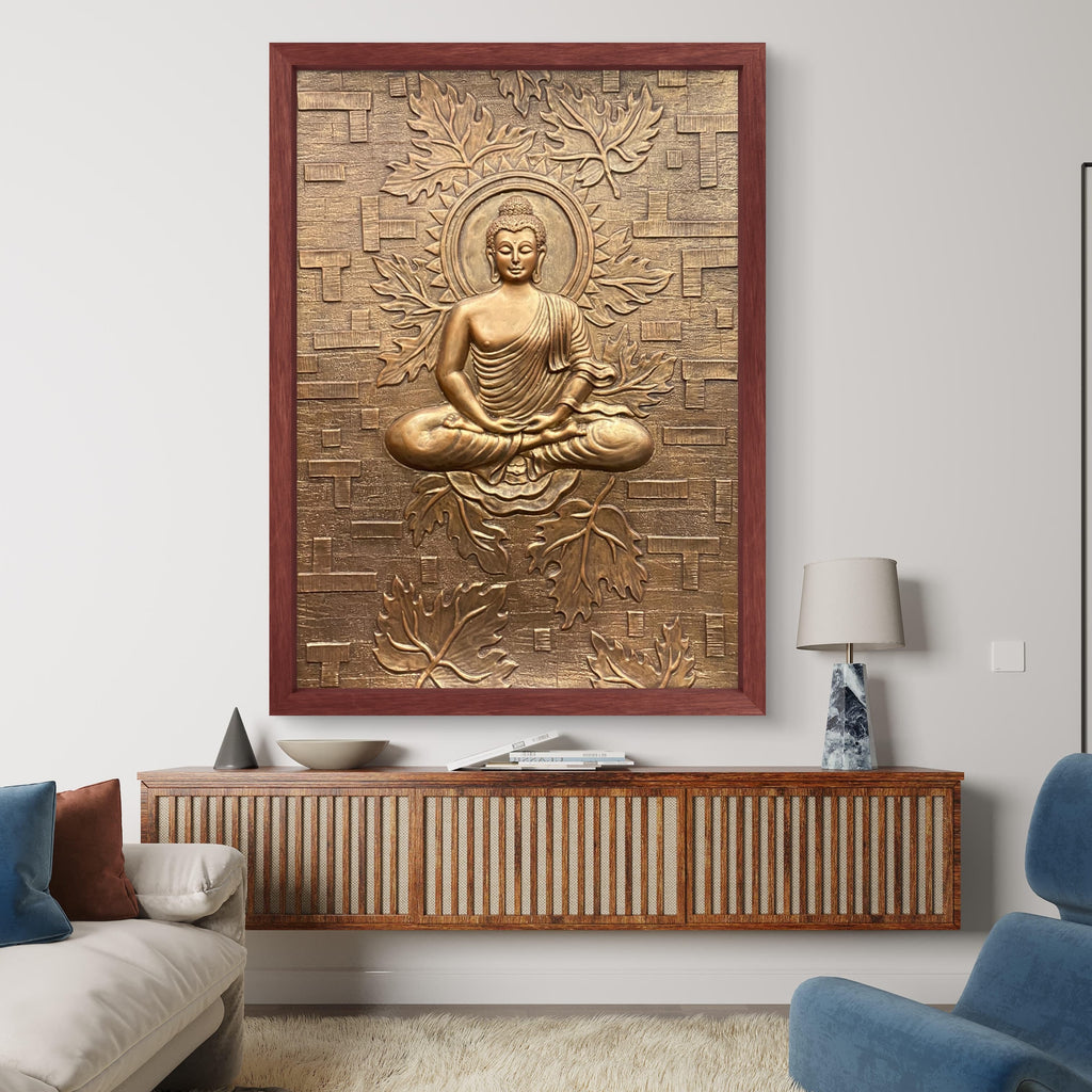 Meditating Buddha on Lotus 3D Relief Mural – 4x3 Feet | Tranquility & Spiritual Elegance