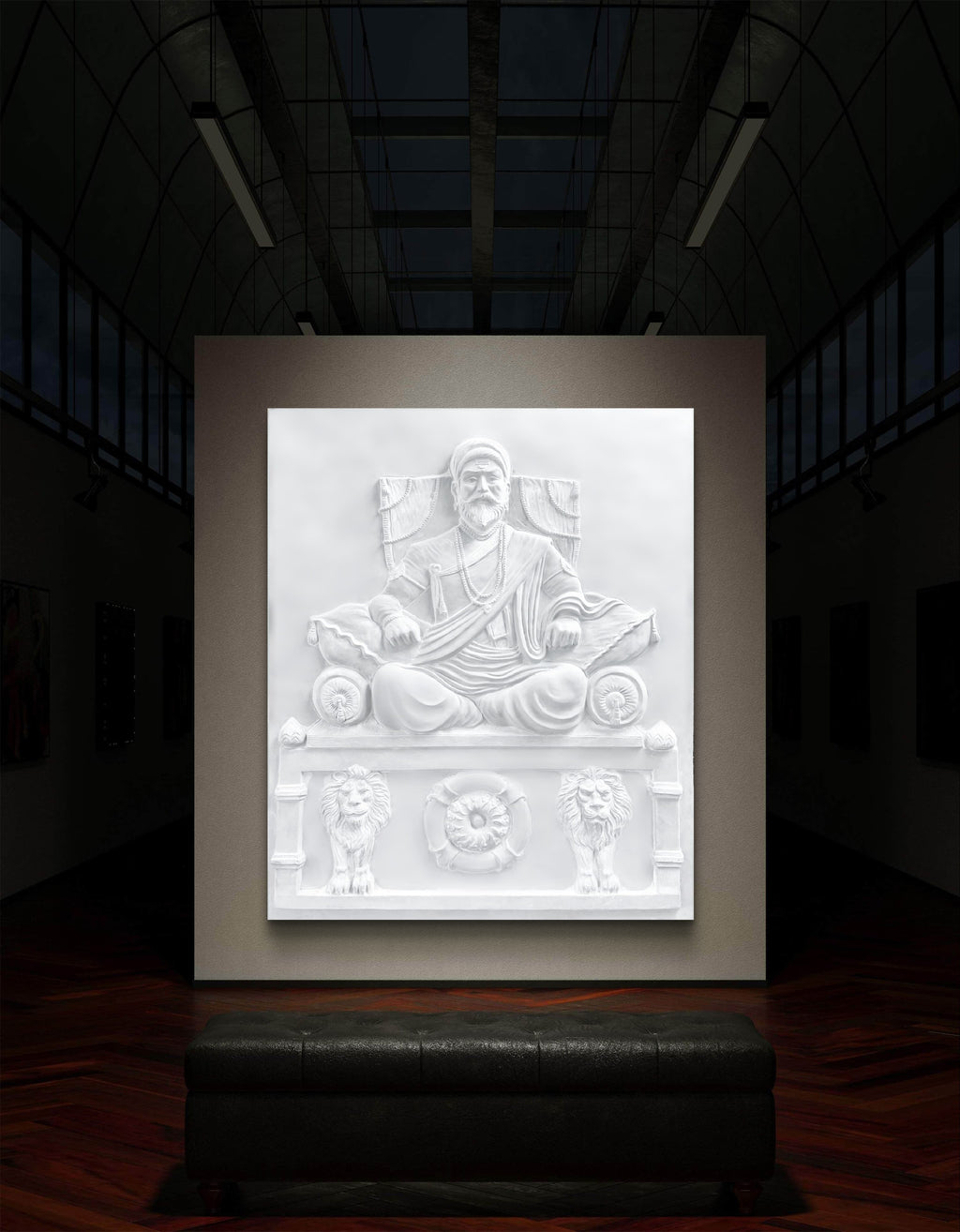 6.5x5 Feet | Chhatrapati Shivaji Maharaj 3D Relief Mural | Ready-to-Hang Indian Heritage Wall Art