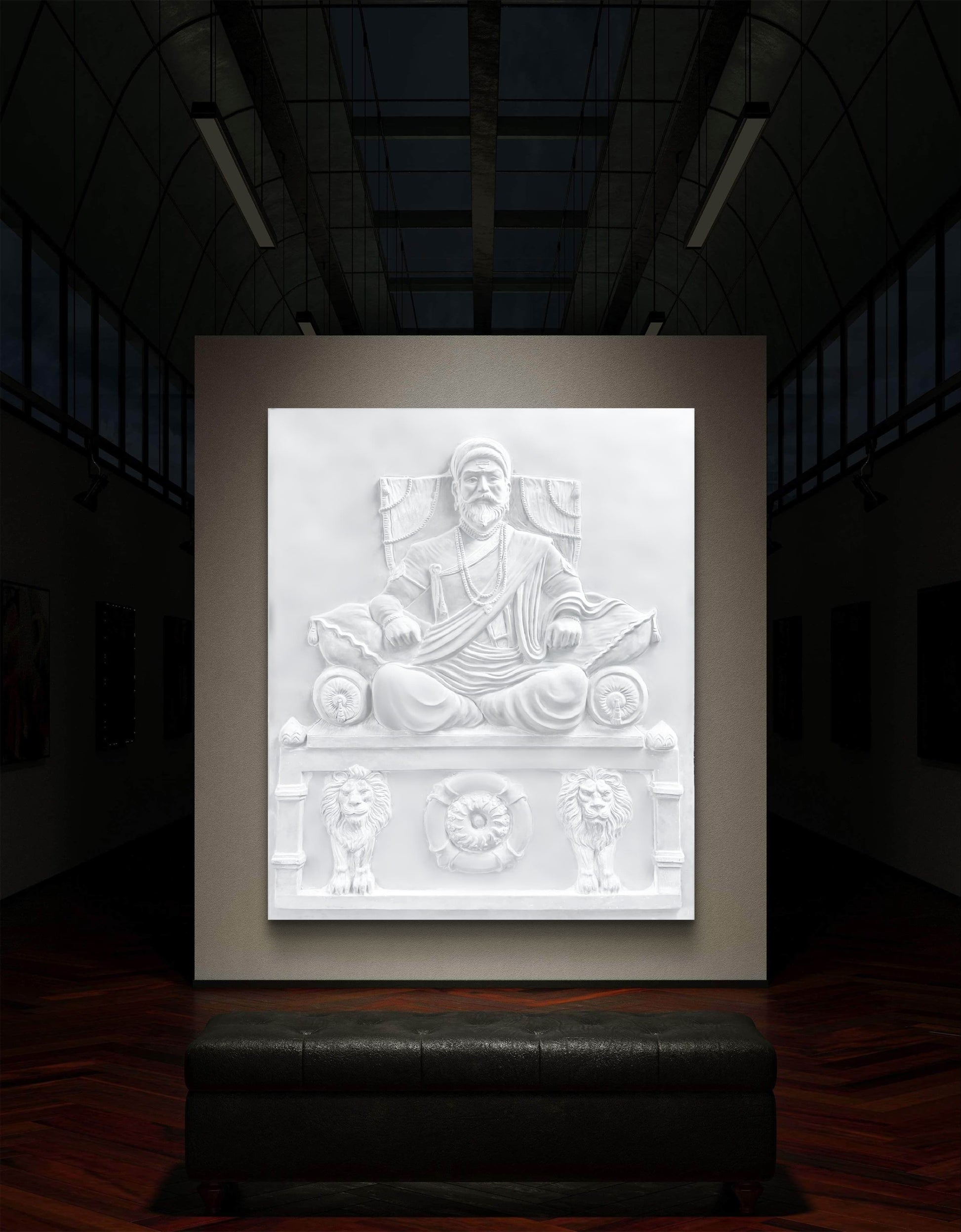 6.5x5 Feet | Chhatrapati Shivaji Maharaj 3D Relief Mural | Ready-to-Hang Indian Heritage Wall Art